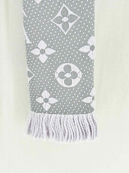 Pre - loved LOUIS VUITTON Grey Logomania Scarf at Reems Closet