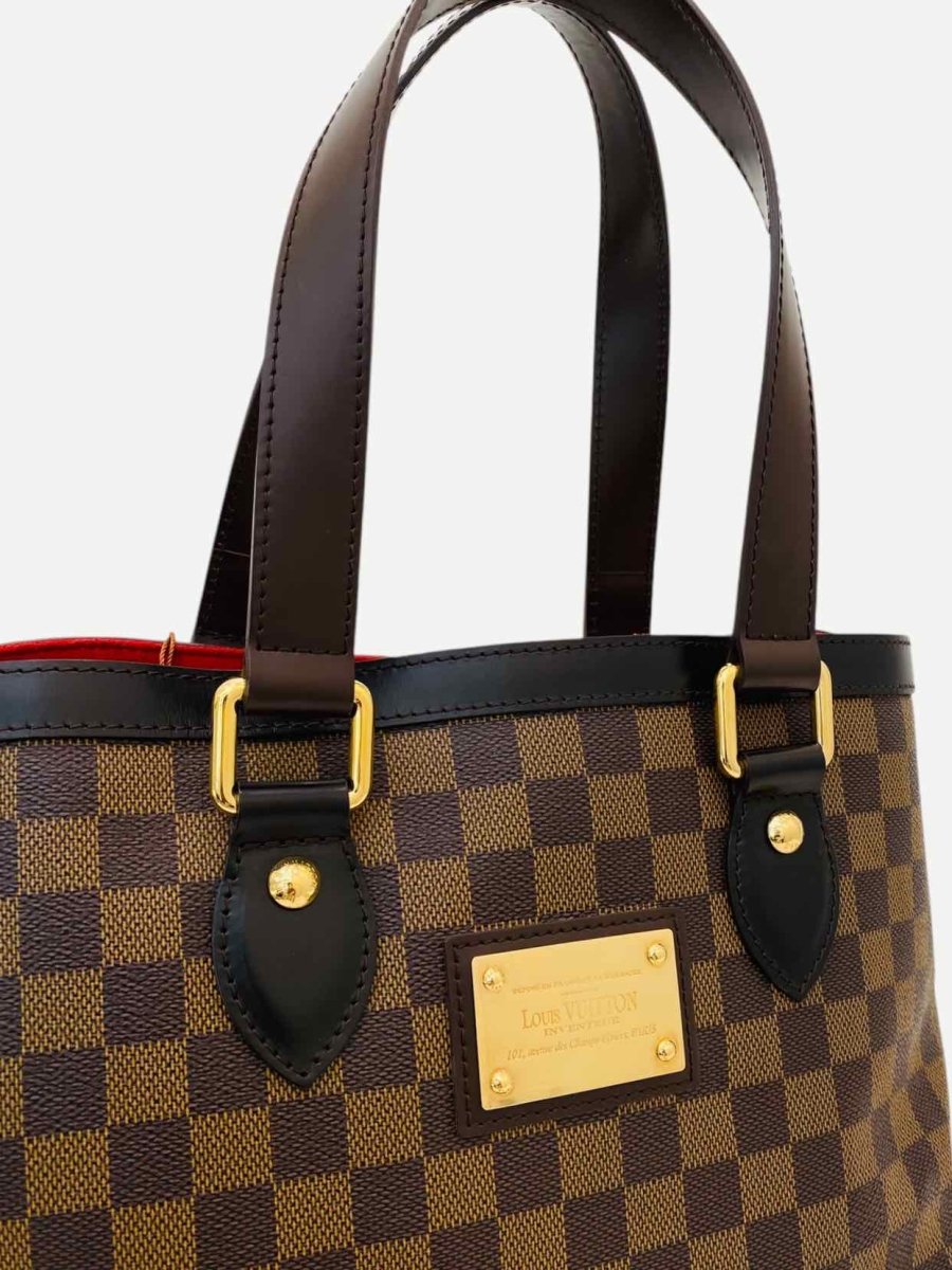 Pre - loved LOUIS VUITTON Hampstead Brown Damier Ebene Top Handle at Reems Closet