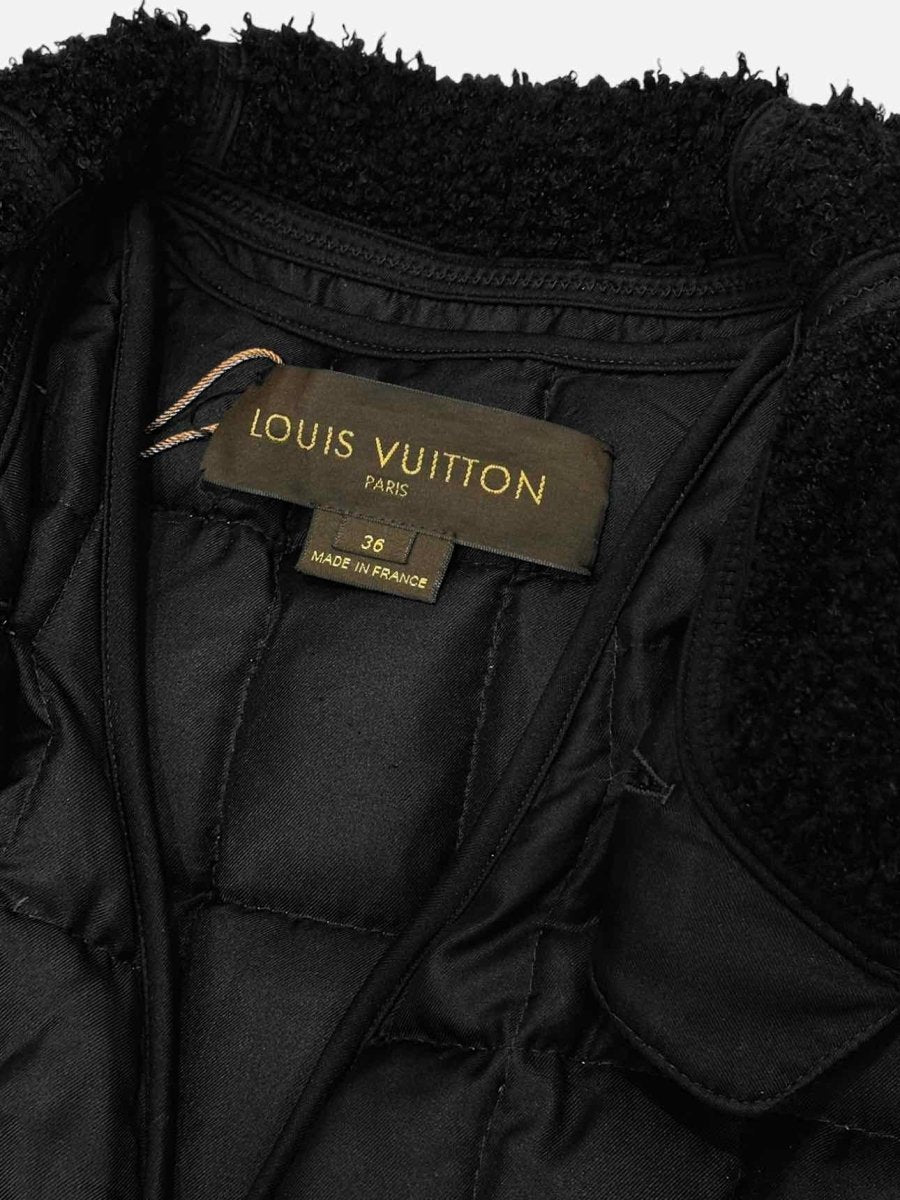 Pre - loved LOUIS VUITTON Hoodie Black Shearling Jacket at Reems Closet