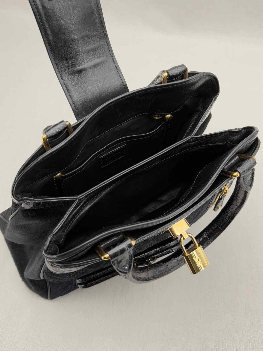 Pre - loved LOUIS VUITTON Limited Edition Black Monogram Top Handle at Reems Closet