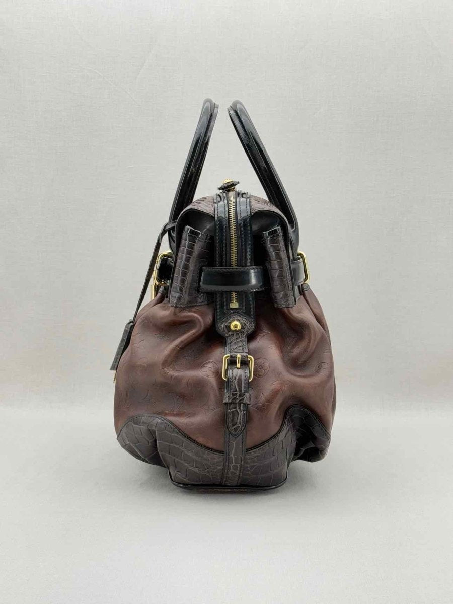 Pre - loved LOUIS VUITTON Limited Edition Brown & Black Top Handle at Reems Closet