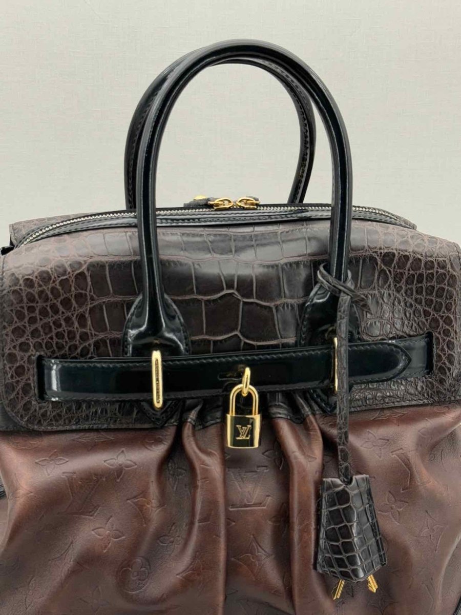 Pre - loved LOUIS VUITTON Limited Edition Brown & Black Top Handle at Reems Closet