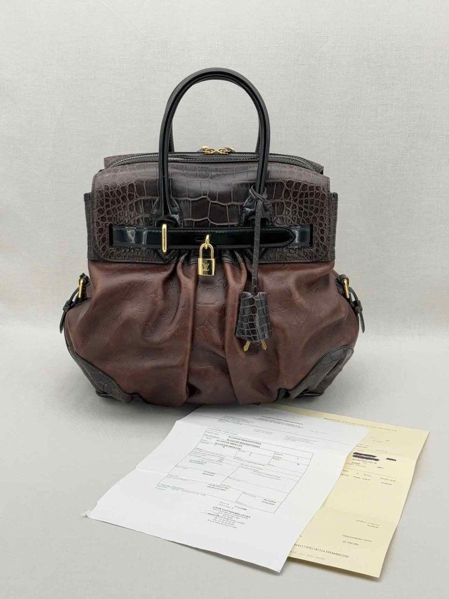 Pre - loved LOUIS VUITTON Limited Edition Brown & Black Top Handle at Reems Closet