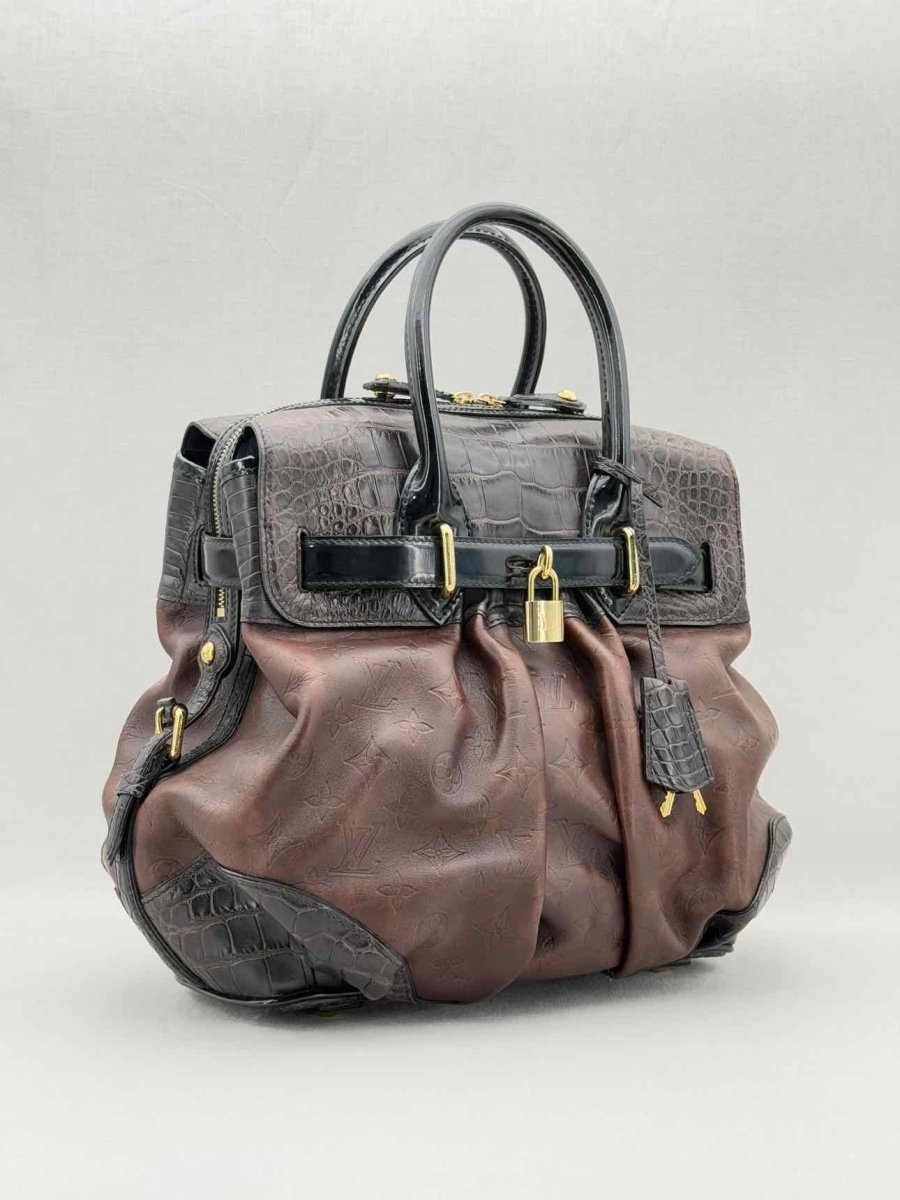 Pre - loved LOUIS VUITTON Limited Edition Brown & Black Top Handle at Reems Closet