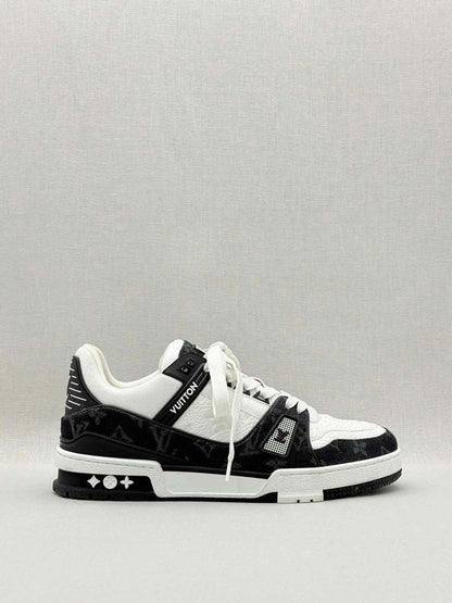 Pre - loved LOUIS VUITTON LV Trainer White/Black Size EU 7 Sneakers at Reems Closet