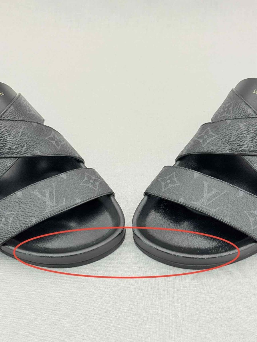 Pre - loved LOUIS VUITTON Mirabeau Black Monogram Size EU 43 Slides at Reems Closet