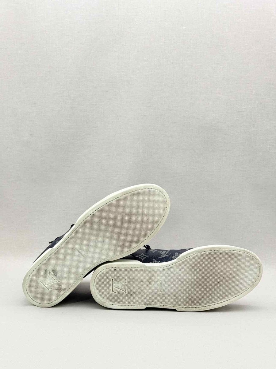 Pre-loved LOUIS VUITTON Navy Blue Monogram Size EU 40.5 Sneakers at Reems Closet