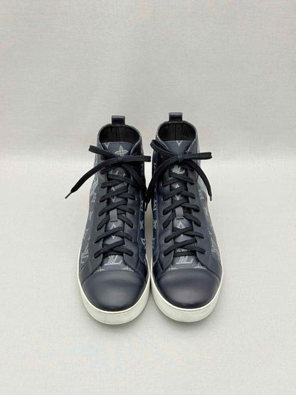 Pre-loved LOUIS VUITTON Navy Blue Monogram Size EU 40.5 Sneakers at Reems Closet