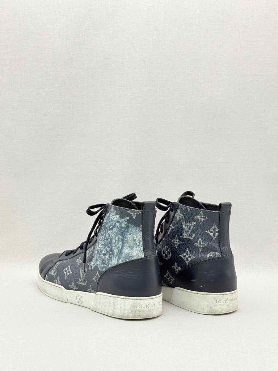 Pre-loved LOUIS VUITTON Navy Blue Monogram Size EU 40.5 Sneakers at Reems Closet