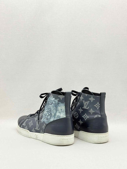 Pre-loved LOUIS VUITTON Navy Blue Monogram Size EU 40.5 Sneakers at Reems Closet