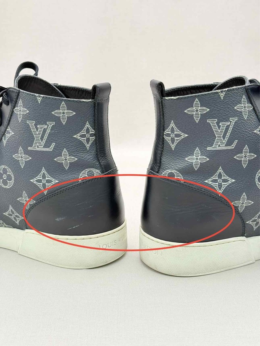Pre-loved LOUIS VUITTON Navy Blue Monogram Size EU 40.5 Sneakers at Reems Closet