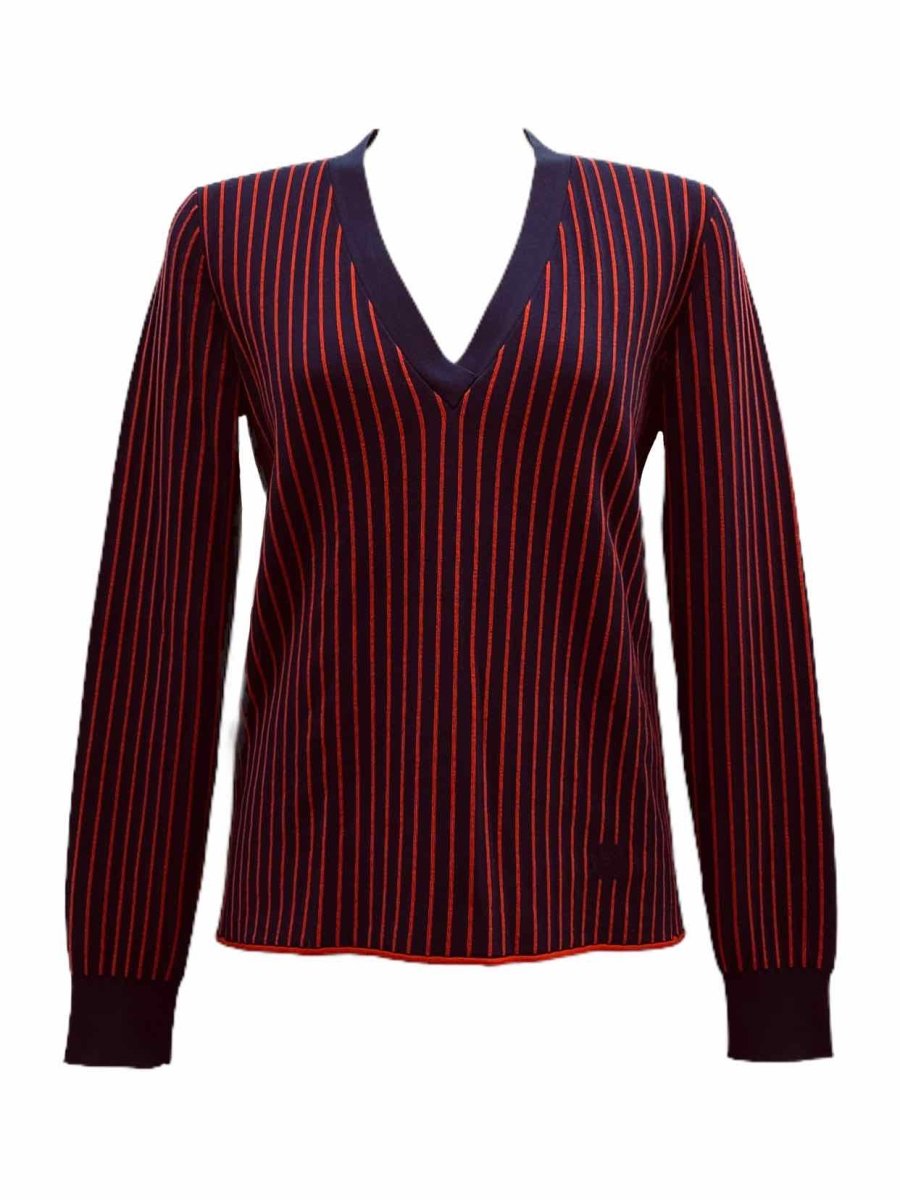 Pre - loved LOUIS VUITTON Navy Blue & Red Striped Jumper at Reems Closet