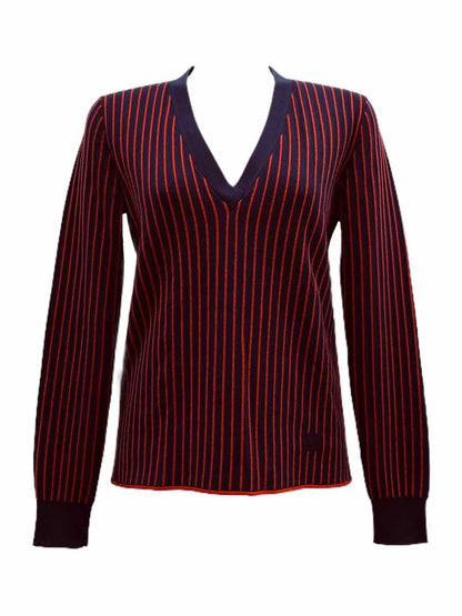 Pre - loved LOUIS VUITTON Navy Blue & Red Striped Jumper at Reems Closet