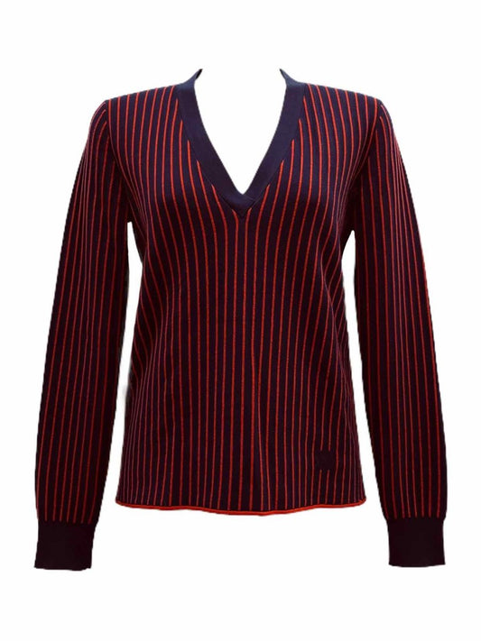 Pre - loved LOUIS VUITTON Navy Blue & Red Striped Jumper at Reems Closet