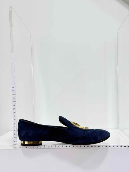 Pre-loved LOUIS VUITTON Navy Blue Size EU 38 Smoking Slippers at Reems Closet