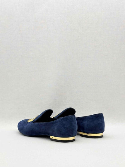 Pre-loved LOUIS VUITTON Navy Blue Size EU 38 Smoking Slippers at Reems Closet
