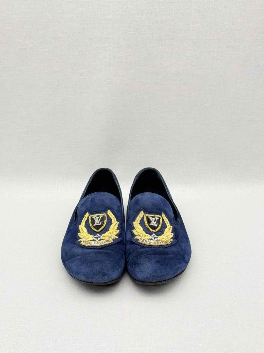 Pre-loved LOUIS VUITTON Navy Blue Size EU 38 Smoking Slippers at Reems Closet