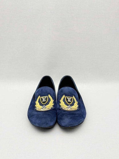 Pre-loved LOUIS VUITTON Navy Blue Size EU 38 Smoking Slippers at Reems Closet