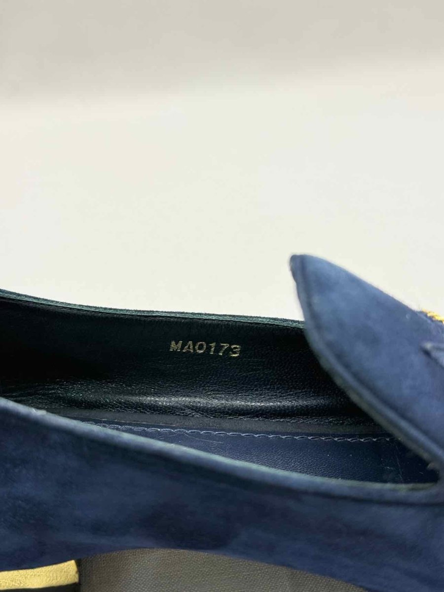 Pre-loved LOUIS VUITTON Navy Blue Size EU 38 Smoking Slippers at Reems Closet