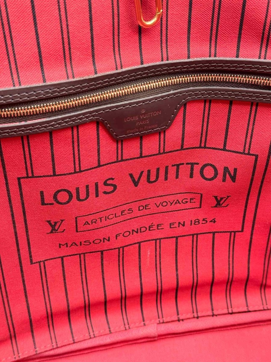 Pre - loved LOUIS VUITTON Neverfull Brown Damier Ebene Tote Bag at Reems Closet