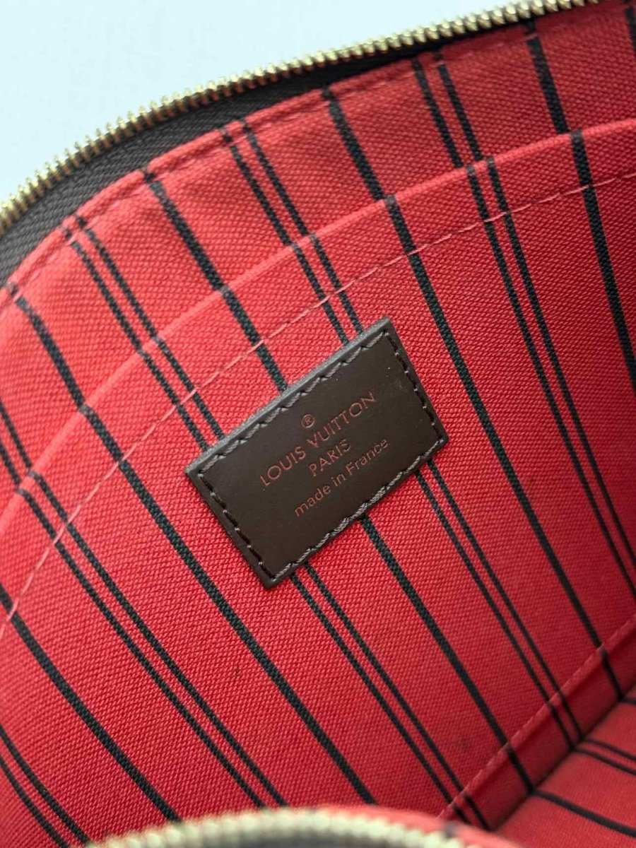 Pre - loved LOUIS VUITTON Neverfull Brown Damier Ebene Tote Bag at Reems Closet