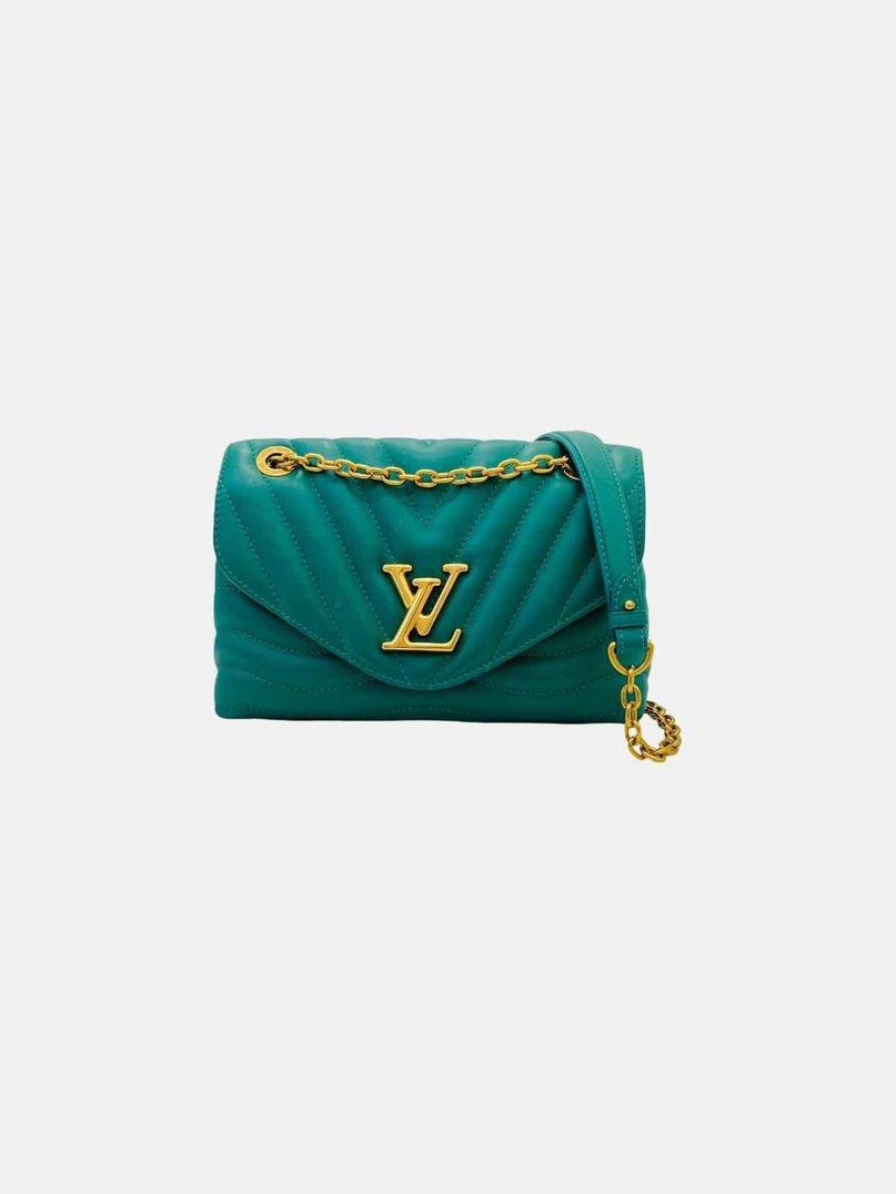 Pre - loved LOUIS VUITTON New Wave Chain Green Chevron Shoulder Bag at Reems Closet