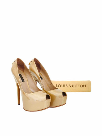 Pre-loved LOUIS VUITTON Oh Really Lock Beige Pumps from Reems Closet