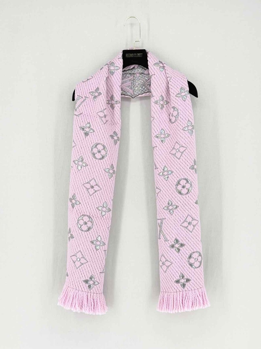 Pre - loved LOUIS VUITTON Pale Pink Logomania Scarf at Reems Closet