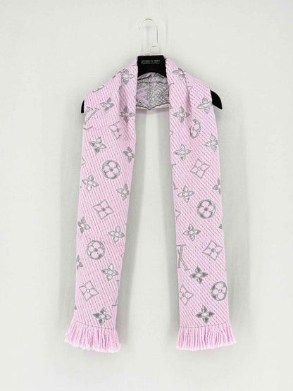 Pre - loved LOUIS VUITTON Pale Pink Logomania Scarf at Reems Closet