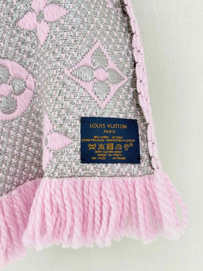 Pre - loved LOUIS VUITTON Pale Pink Logomania Scarf at Reems Closet