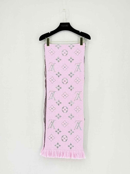 Pre - loved LOUIS VUITTON Pale Pink Logomania Scarf at Reems Closet