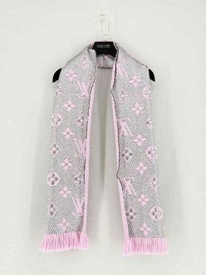 Pre - loved LOUIS VUITTON Pale Pink Logomania Scarf at Reems Closet
