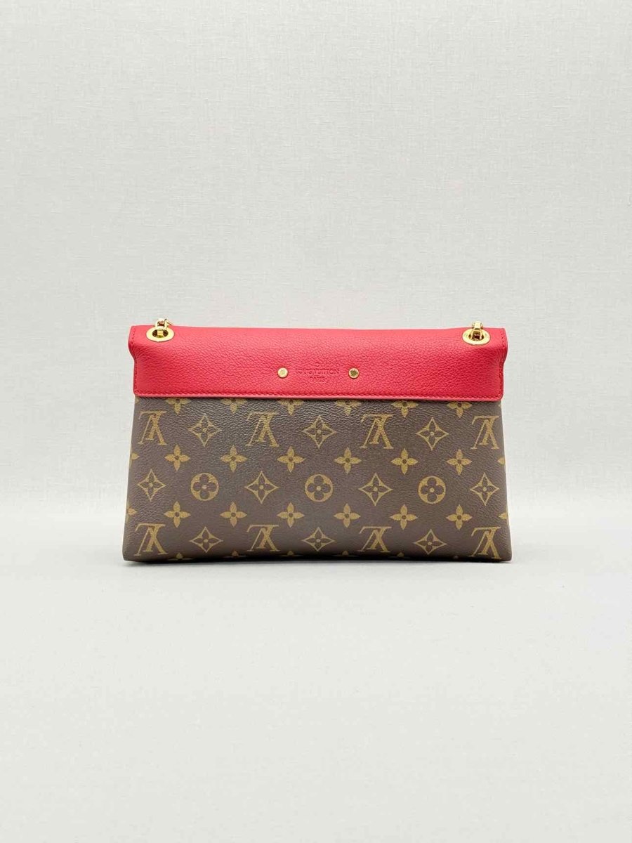 Pre-loved LOUIS VUITTON Pallas Chain Red Monogram Shoulder Bag at Reems Closet