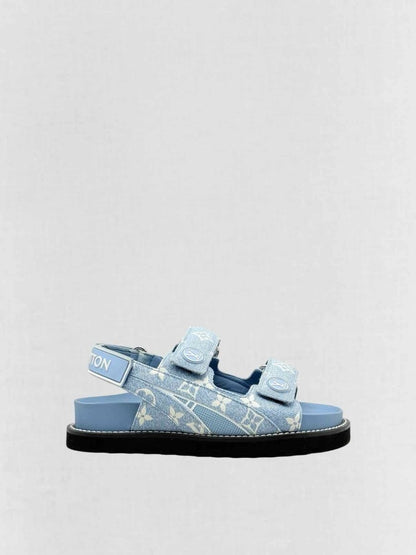 Pre - loved LOUIS VUITTON Paseo Blue Monogram Size EU 35 Sandals at Reems Closet