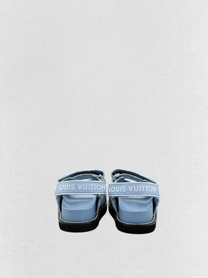 Pre - loved LOUIS VUITTON Paseo Blue Monogram Size EU 35 Sandals at Reems Closet