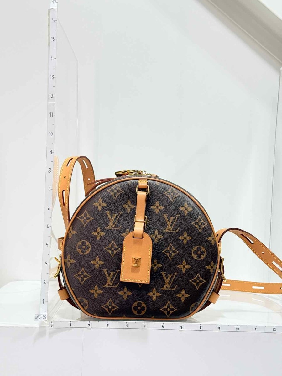 Pre-loved LOUIS VUITTON PETITE BOITE CHAPEAU Brown Crossbody at Reems Closet