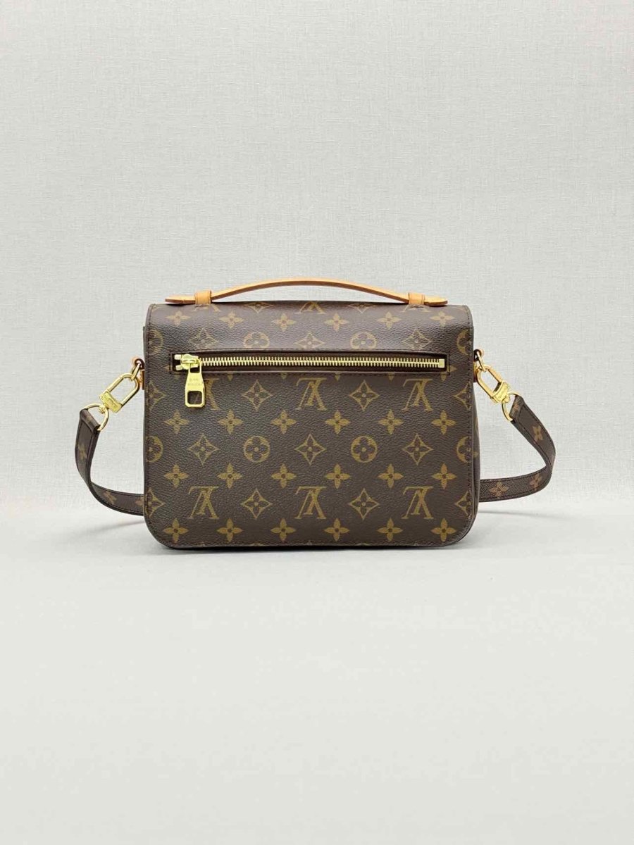 Pre - loved LOUIS VUITTON Pochette Metis Brown Monogram Satchel at Reems Closet