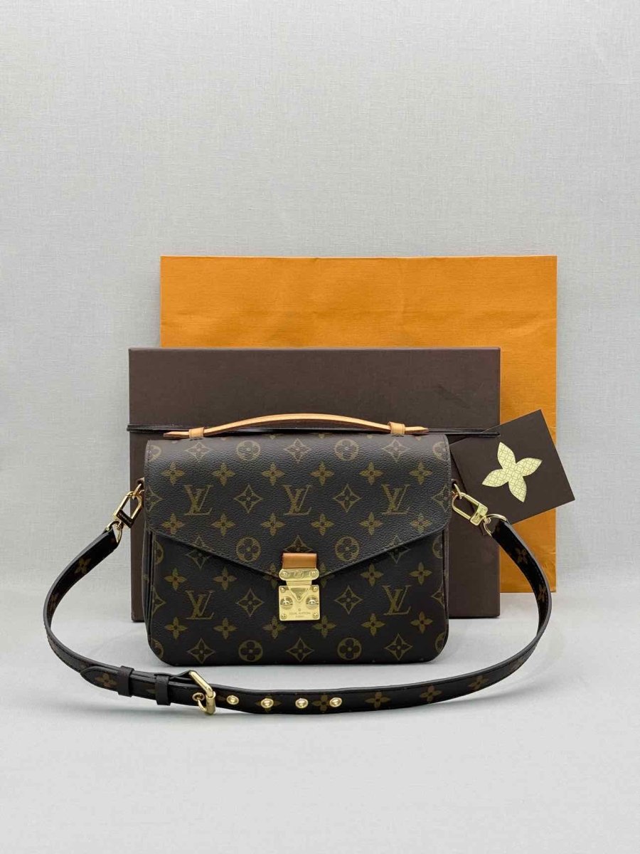 Pre - loved LOUIS VUITTON Pochette Metis Brown Monogram Satchel at Reems Closet