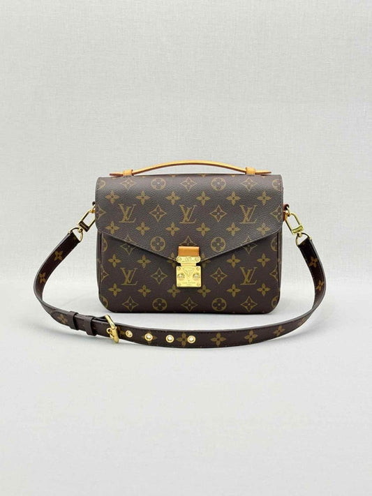 Pre - loved LOUIS VUITTON Pochette Metis Brown Monogram Satchel at Reems Closet