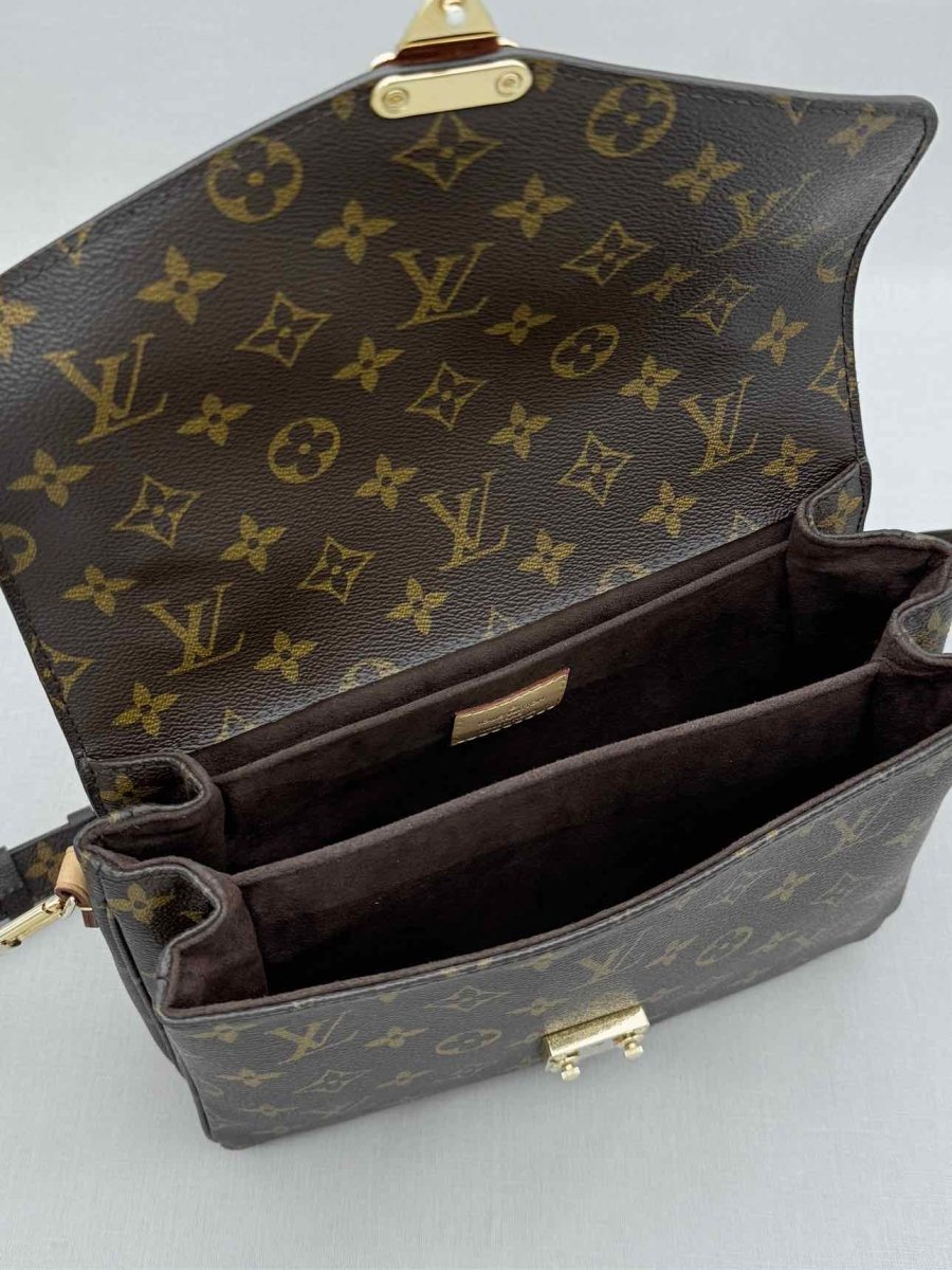 Pre - loved LOUIS VUITTON Pochette Metis Brown Monogram Satchel at Reems Closet