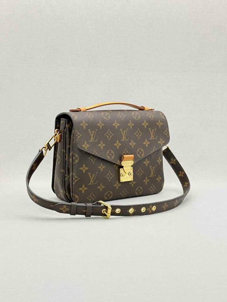 Pre - loved LOUIS VUITTON Pochette Metis Brown Monogram Satchel at Reems Closet