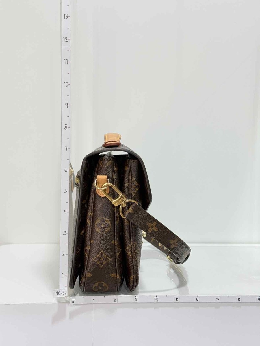 Pre - loved LOUIS VUITTON Pochette Metis Brown Monogram Satchel at Reems Closet
