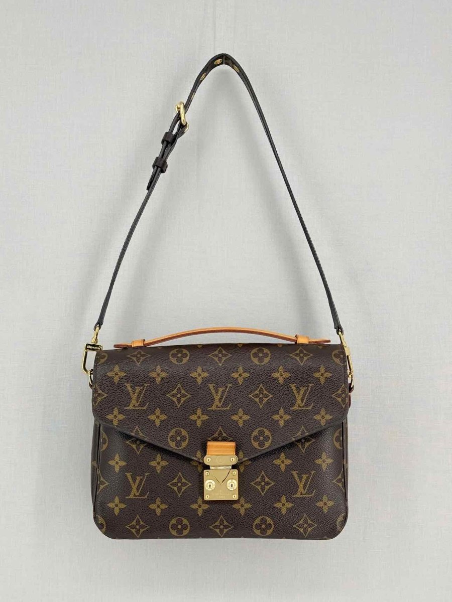 Pre - loved LOUIS VUITTON Pochette Metis Brown Monogram Satchel at Reems Closet