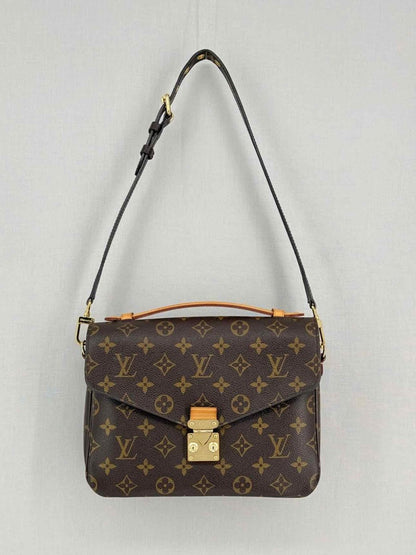 Pre - loved LOUIS VUITTON Pochette Metis Brown Monogram Satchel at Reems Closet