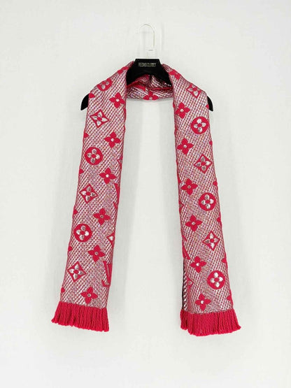 Pre - loved LOUIS VUITTON Red Logomania Scarf at Reems Closet
