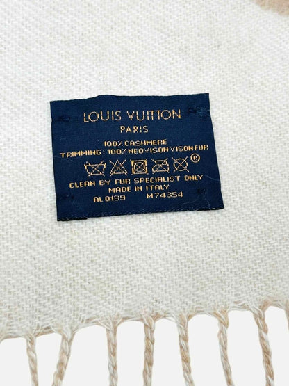 Pre - loved LOUIS VUITTON Reykjavik Beige & Cream Monogram Scarf at Reems Closet