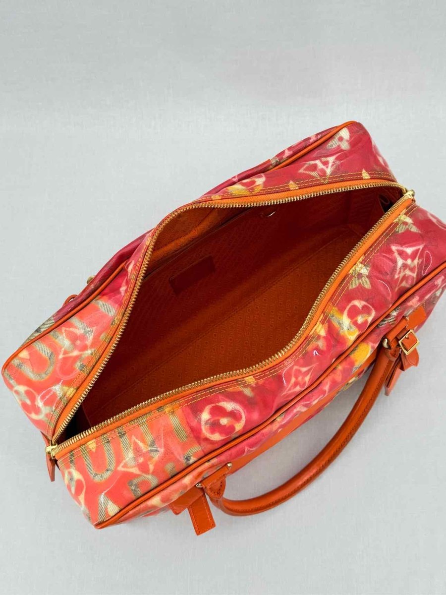 Pre - loved LOUIS VUITTON Richard Prince Orange Monogram Travel Bag at Reems Closet