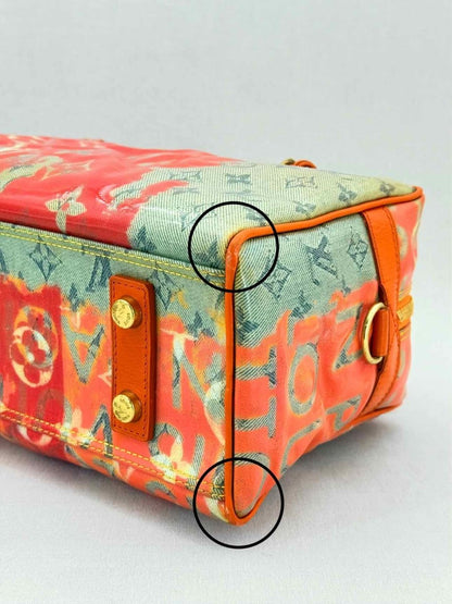 Pre - loved LOUIS VUITTON Richard Prince Orange Monogram Travel Bag at Reems Closet
