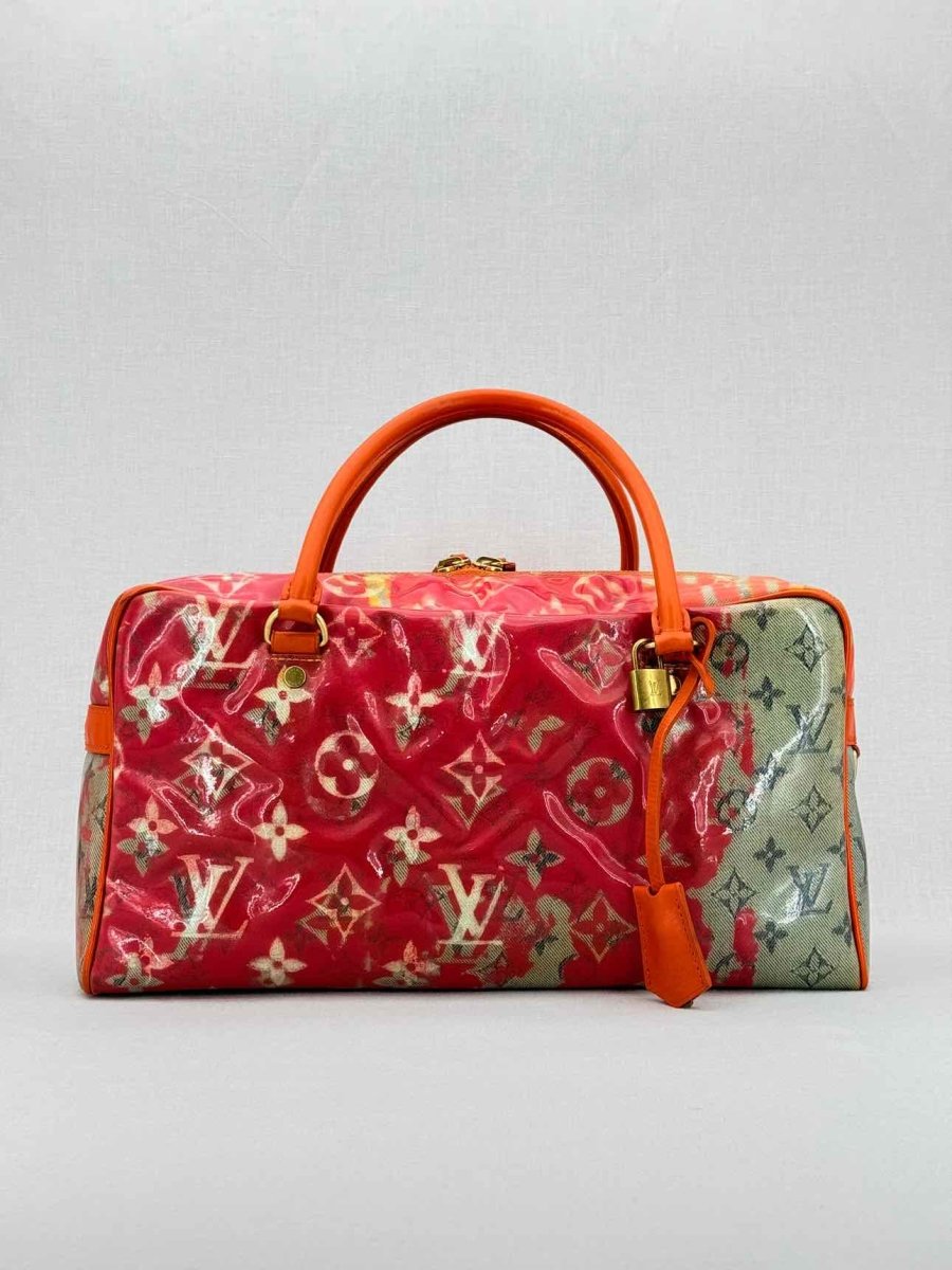 Pre - loved LOUIS VUITTON Richard Prince Orange Monogram Travel Bag at Reems Closet