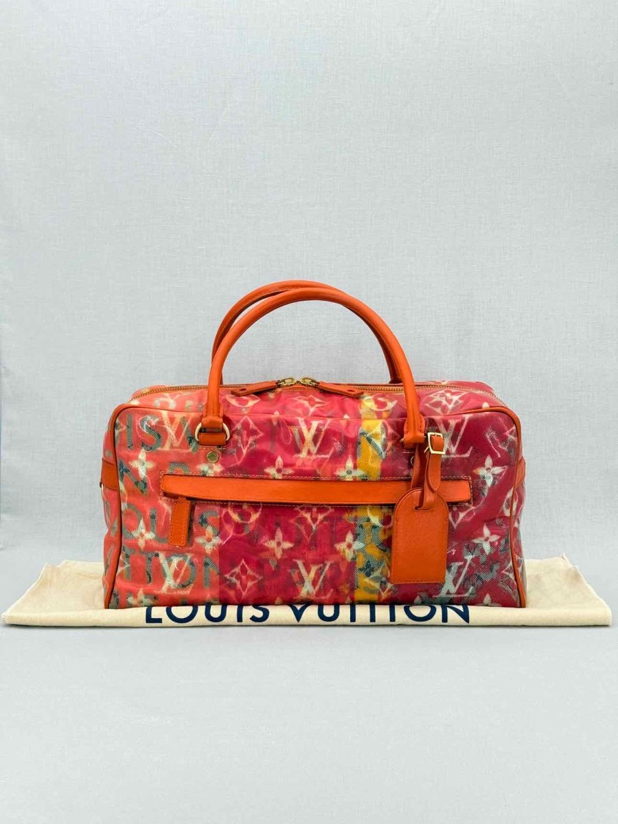 Pre - loved LOUIS VUITTON Richard Prince Orange Monogram Travel Bag at Reems Closet